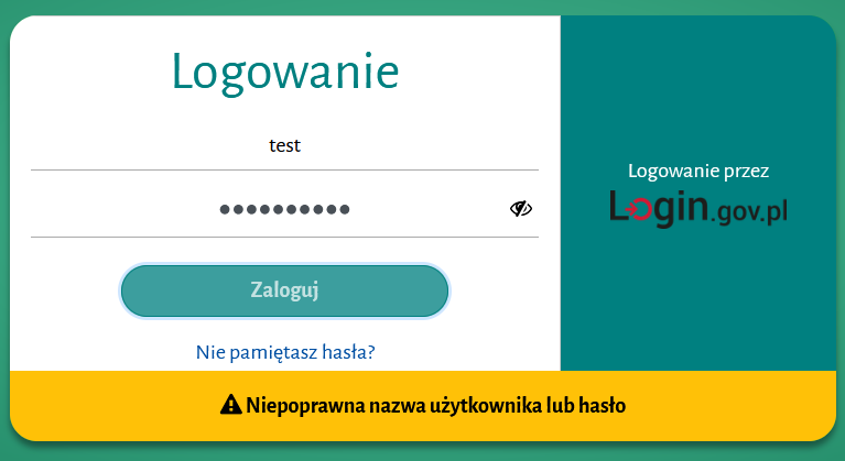 Widok okna logowania z polem wpisywania nazwy użytkownika